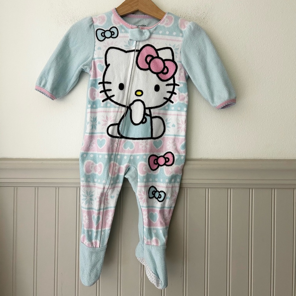 Hello Kitty Pastel Blue Pink Footie Sleeper 9M Zip Up Baby Pajamas Sanrio